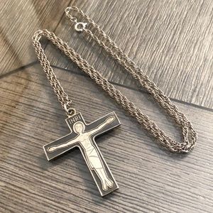 VINTAGE LARGE MODERNIST ANTAYA CROSS “Christ is Counting on You” Necklace